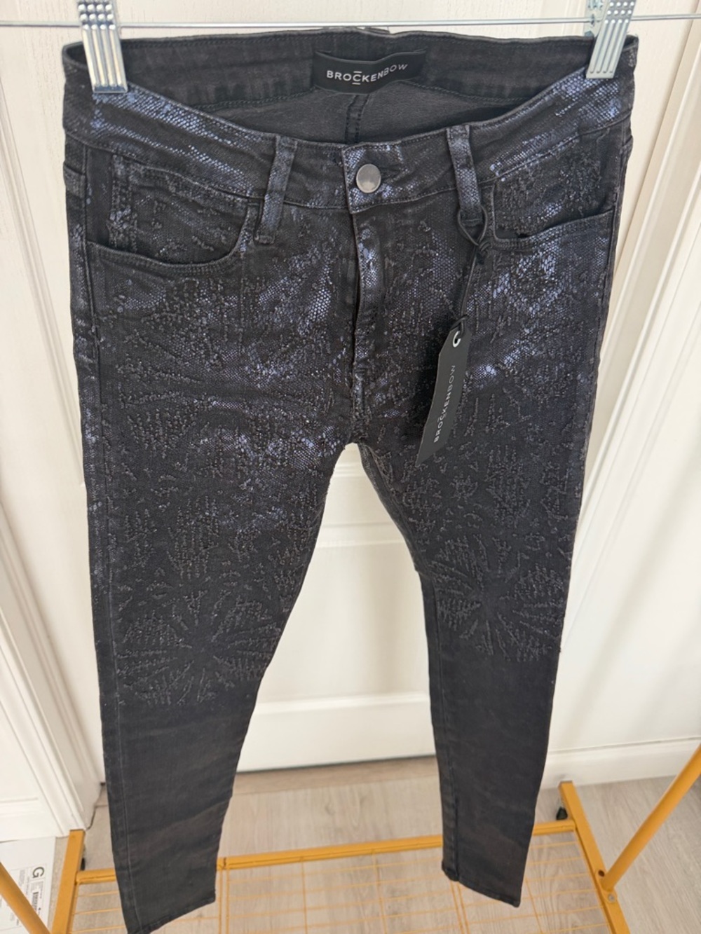 Black Metallic Skinny Jeans